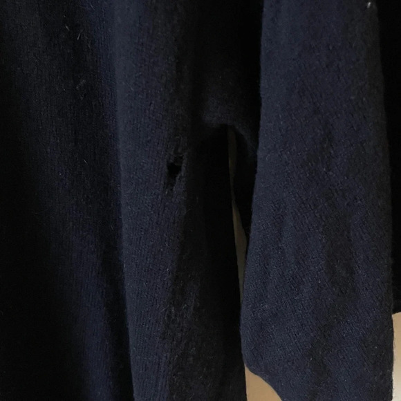 VINCE navy blue 100%‎ cashmere long belted short  sleeve cardigan - Picture 7 of 7